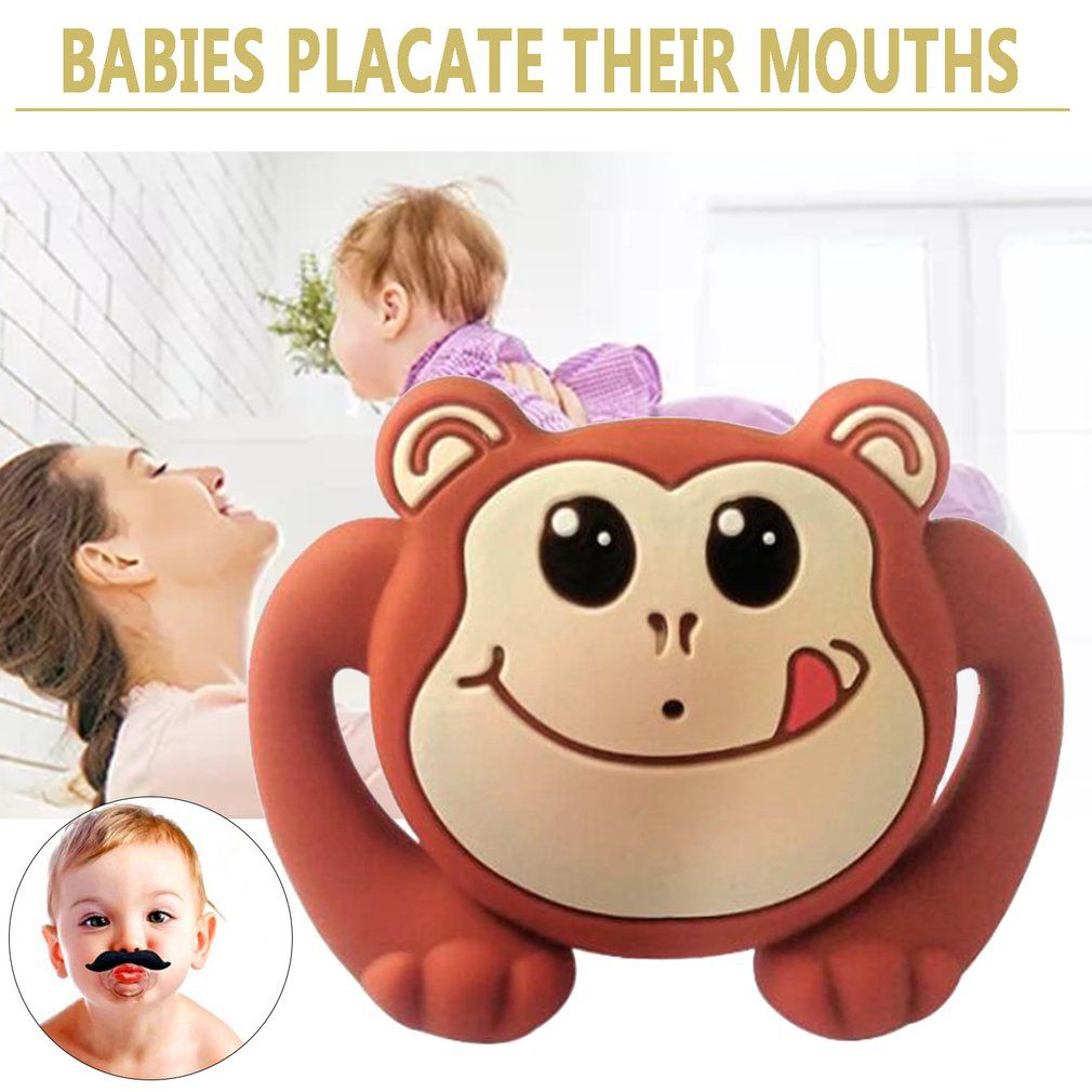 Baby Silicone Pacifier Funny Pacifier Rabbit Teeth Pacifier Beard Pacifier-brown-Naughty Monkey