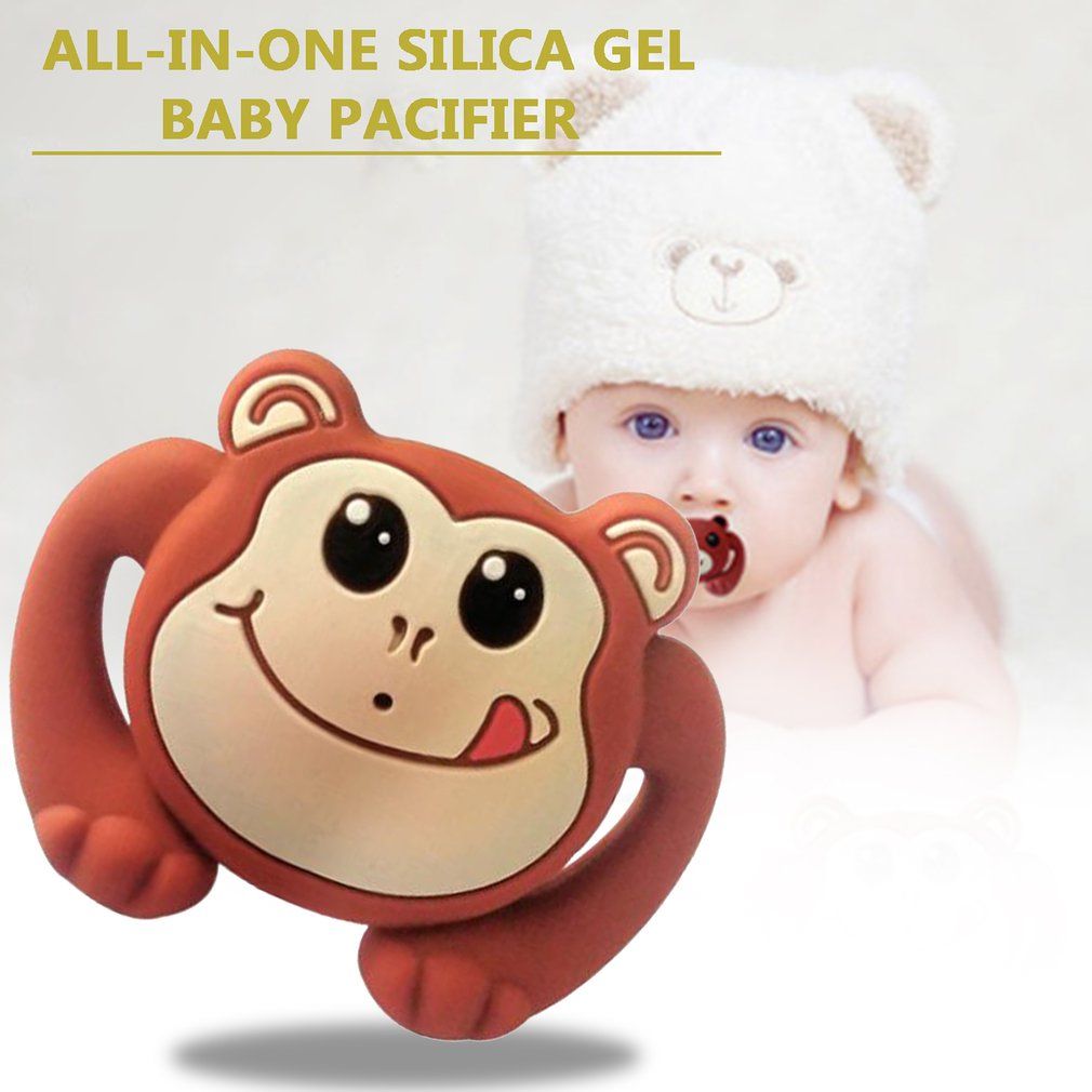 Baby Silicone Pacifier Funny Pacifier Rabbit Teeth Pacifier Beard Pacifier-brown-Naughty Monkey