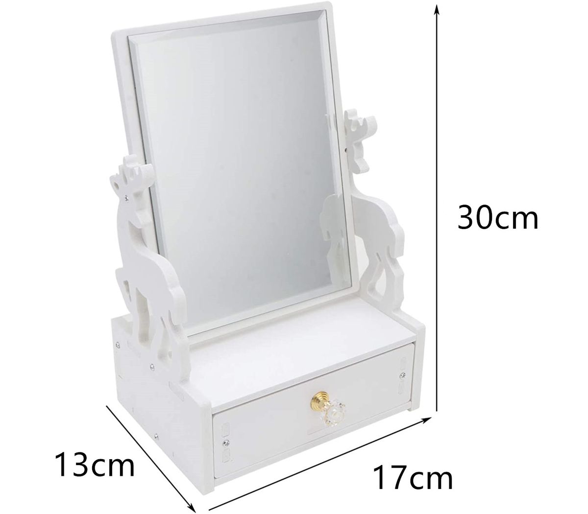 Desktop Makeup Mirror Box Rotating Cosmetic Mirror Organizer