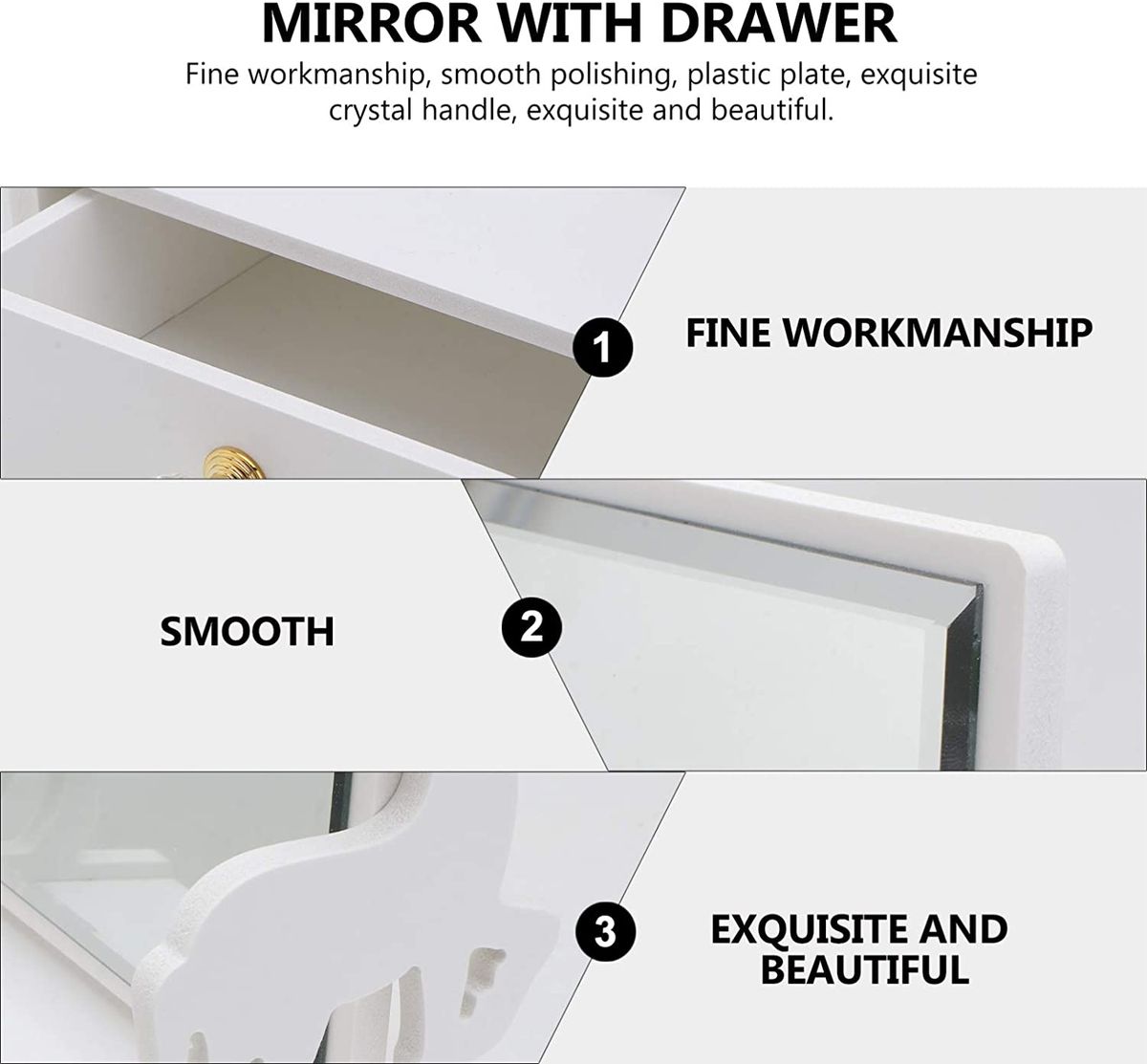 Desktop Makeup Mirror Box Rotating Cosmetic Mirror Organizer