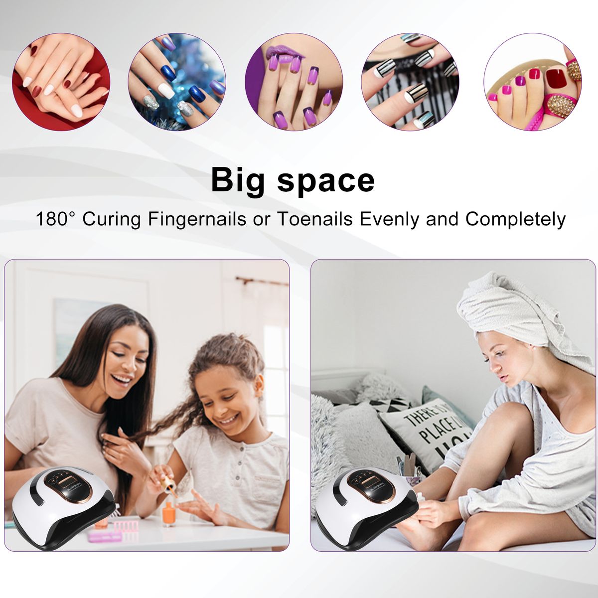 168W LED UV Nail Lamp Kits Fast Dryers 4 Timer Setting