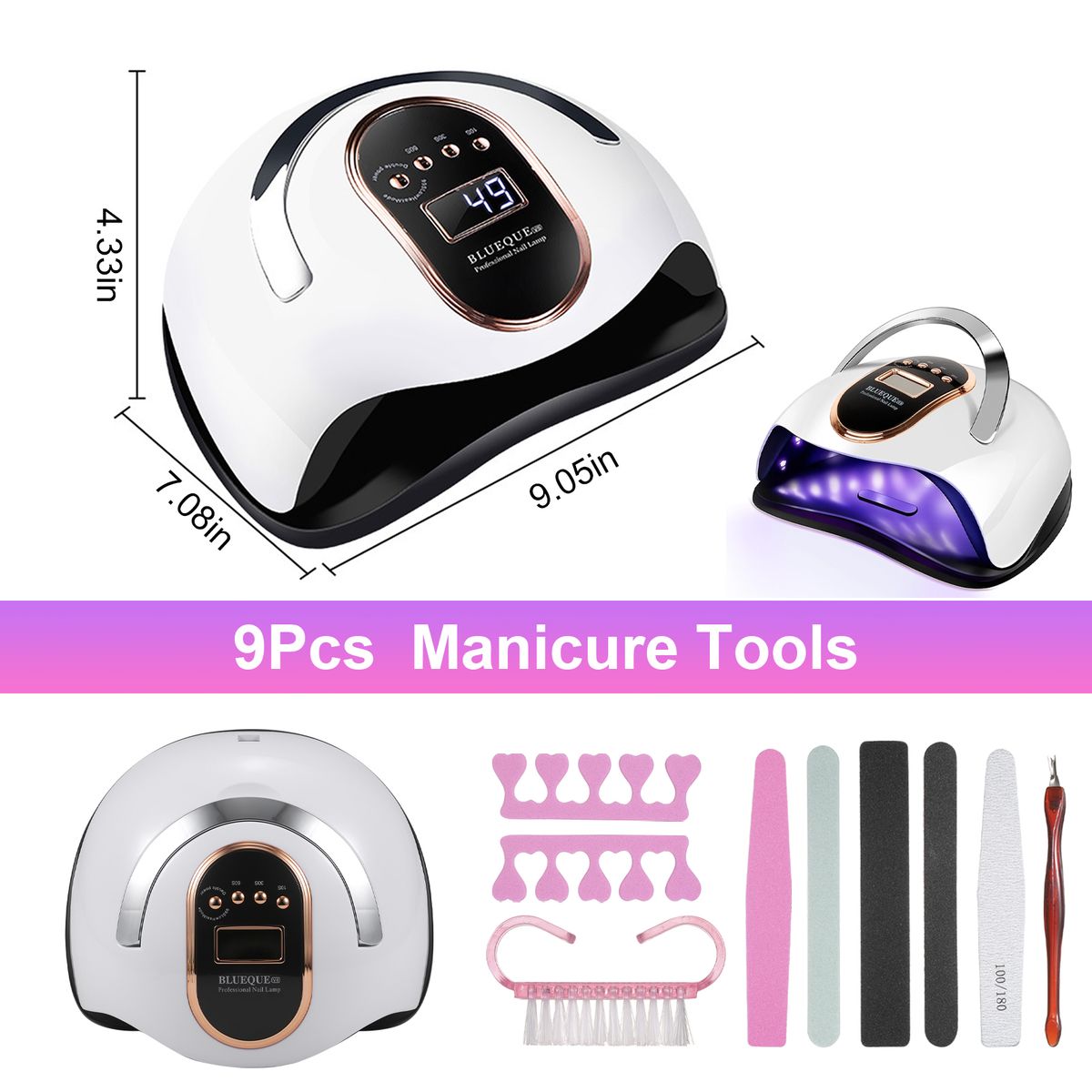 168W LED UV Nail Lamp Kits Fast Dryers 4 Timer Setting