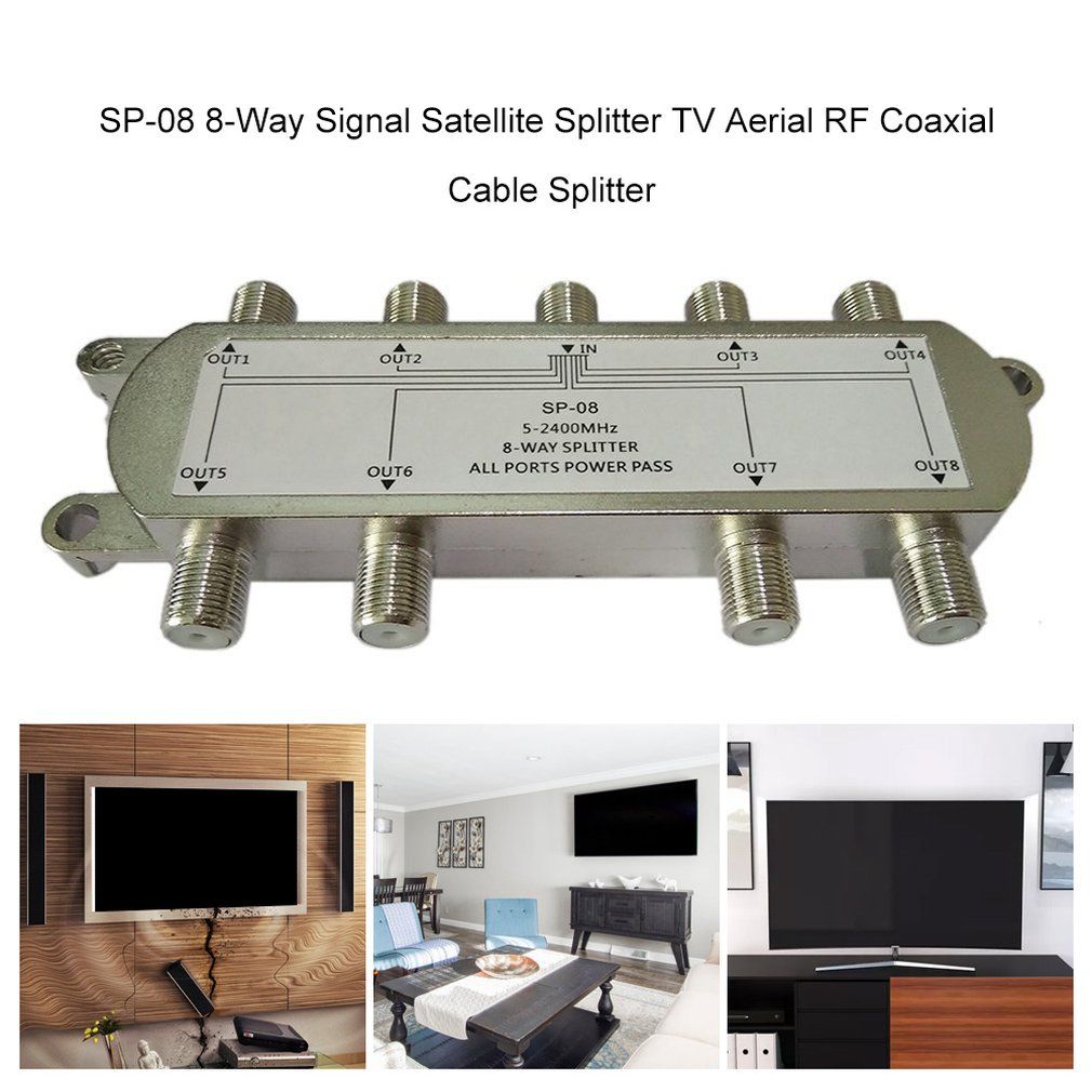 High Quality GSP-08A 8-Way Signal Satellite Splitter TV RF Coaxial Cable