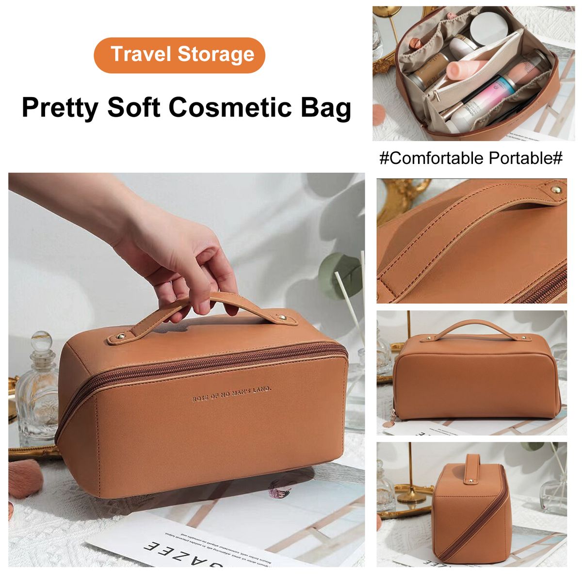 Portable Travel Makeup Organizer Cosmetic Bag Multi-Compart