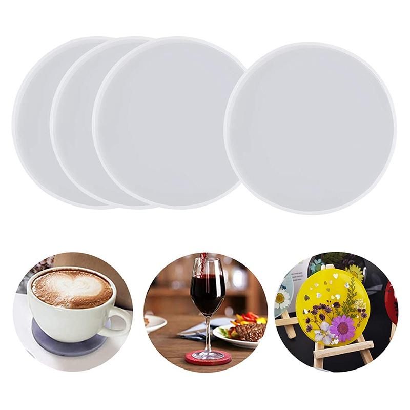4PCS Round Resin Coaster Mold for Resin CastingEpoxy Molds for Casting with ResinConcreteCement and Polymer Clay