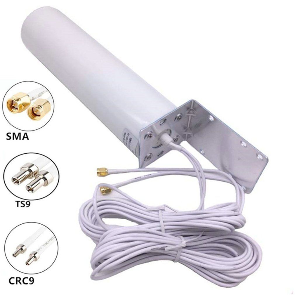 3G 4G Barrel Antenna Outdoor Antenna Dual Interface SMA TS9 CRC9 Router Network Card External Antenna-White