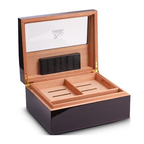 Cedar Wood Portable Humidor Box Cigar Humidor With Hygrometer Humidifier  Cigar Case Fit 25 Cigars Cabinet Top Glass