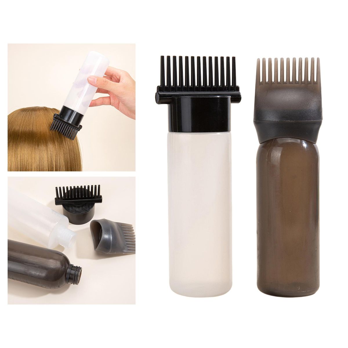 2Pcs  Bottles Hair Oil Applicators For Salon Black
