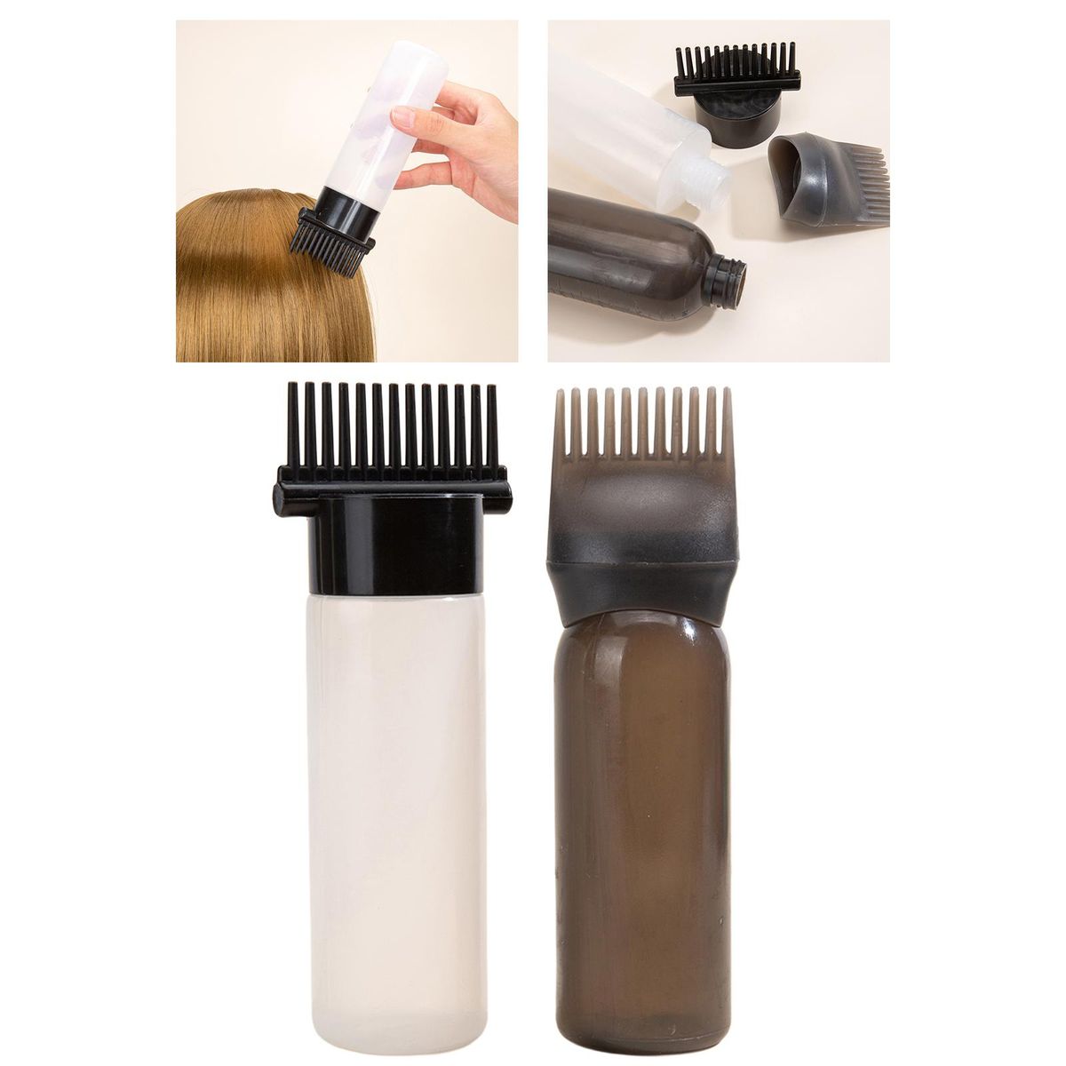 2Pcs  Bottles Hair Oil Applicators For Salon Black