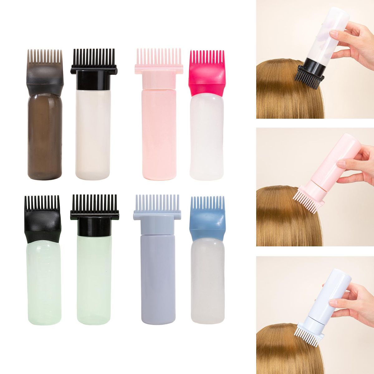 2Pcs  Bottles Hair Oil Applicators For Salon Black