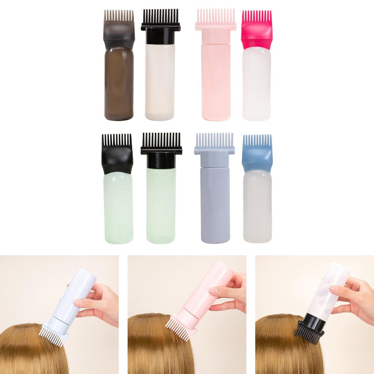 2Pcs  Bottles Hair Oil Applicators For Salon Black
