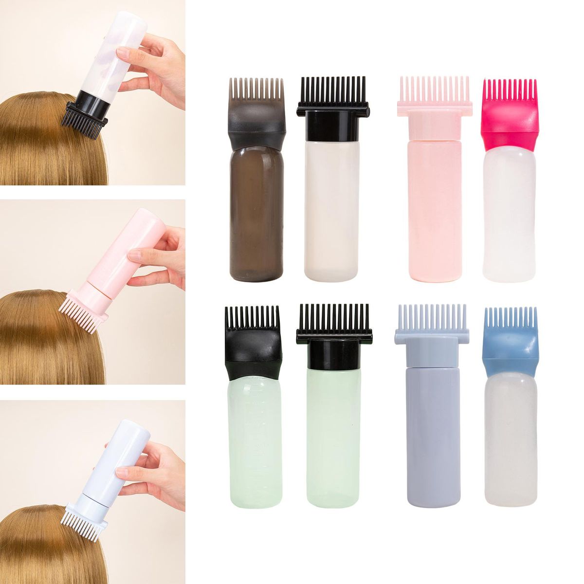 2Pcs  Bottles Hair Oil Applicators For Salon Black