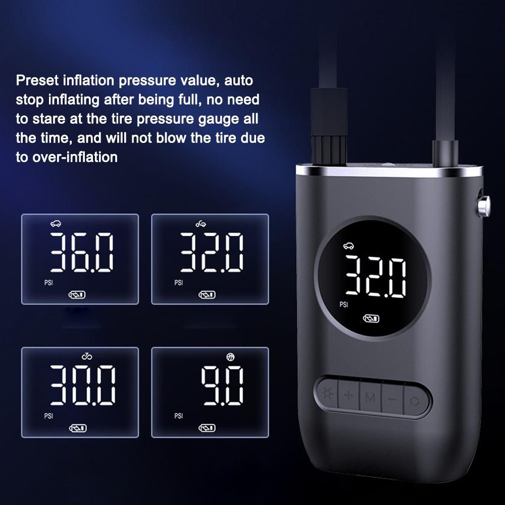 Car Air Pump 150PSI Cordless Air Compressor Portable Electric Tire Inflator with LED Light Auto-Off Function for Car Motorcycle Bicycle Tires Balls