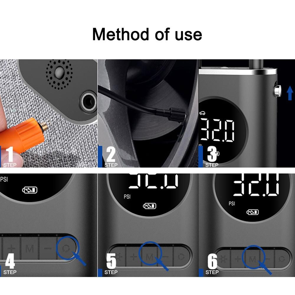 Car Air Pump 150PSI Cordless Air Compressor Portable Electric Tire Inflator with LED Light Auto-Off Function for Car Motorcycle Bicycle Tires Balls