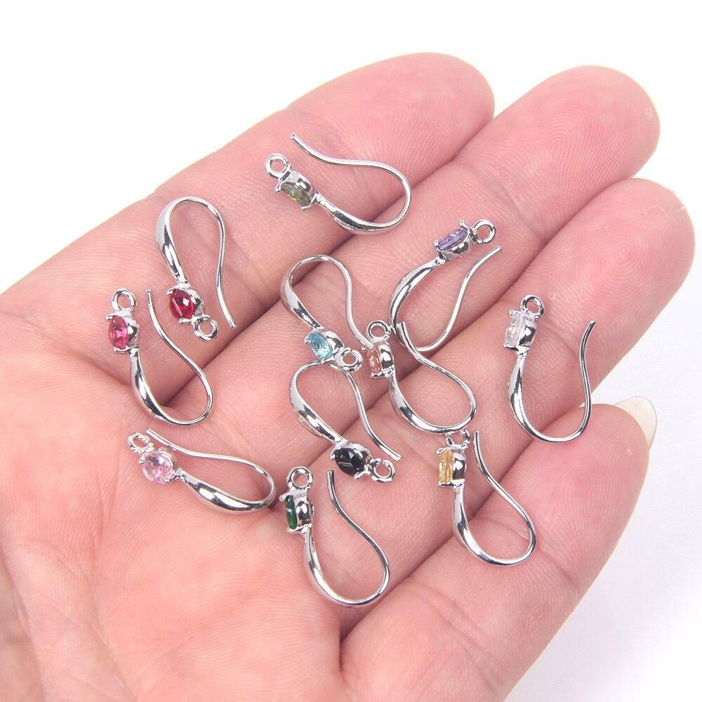 XHN 20PCS Brass and Zircon Earrings Hooks Jewelry Making Supplies Diy Findings Accessories