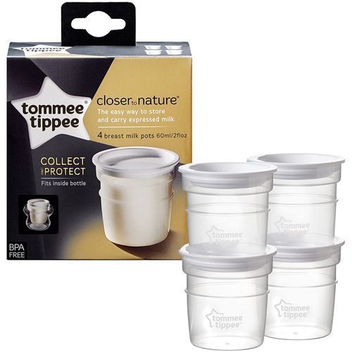 Close To Nature Breast Milk Storage Cup Pots X 4 For Nursing Mum