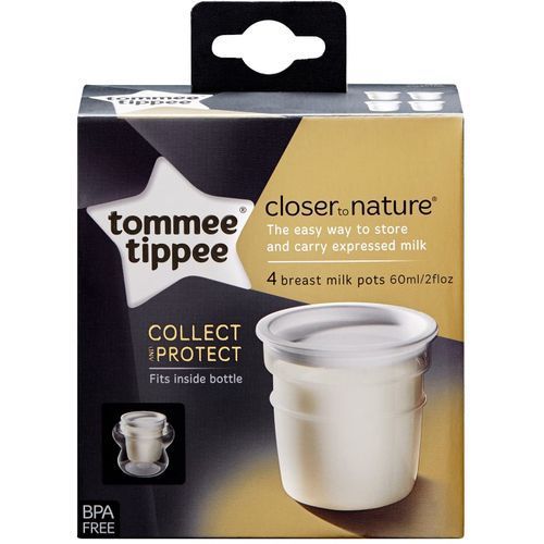 Close To Nature Breast Milk Storage Cup Pots X 4 For Nursing Mum