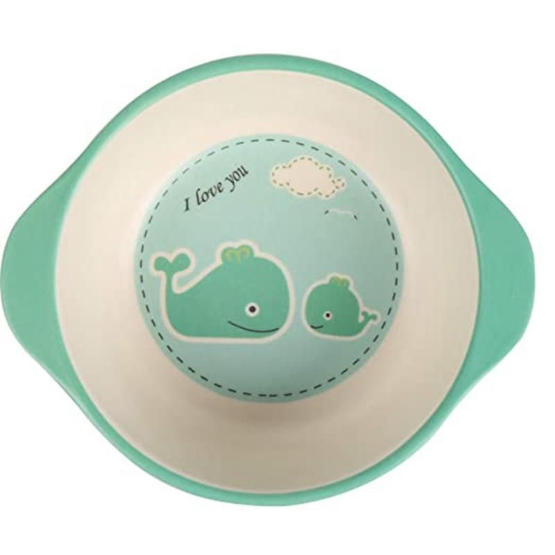 5 Pcs/Set Bamboo Fiber Children Food Plate Bowl Cup Spoon