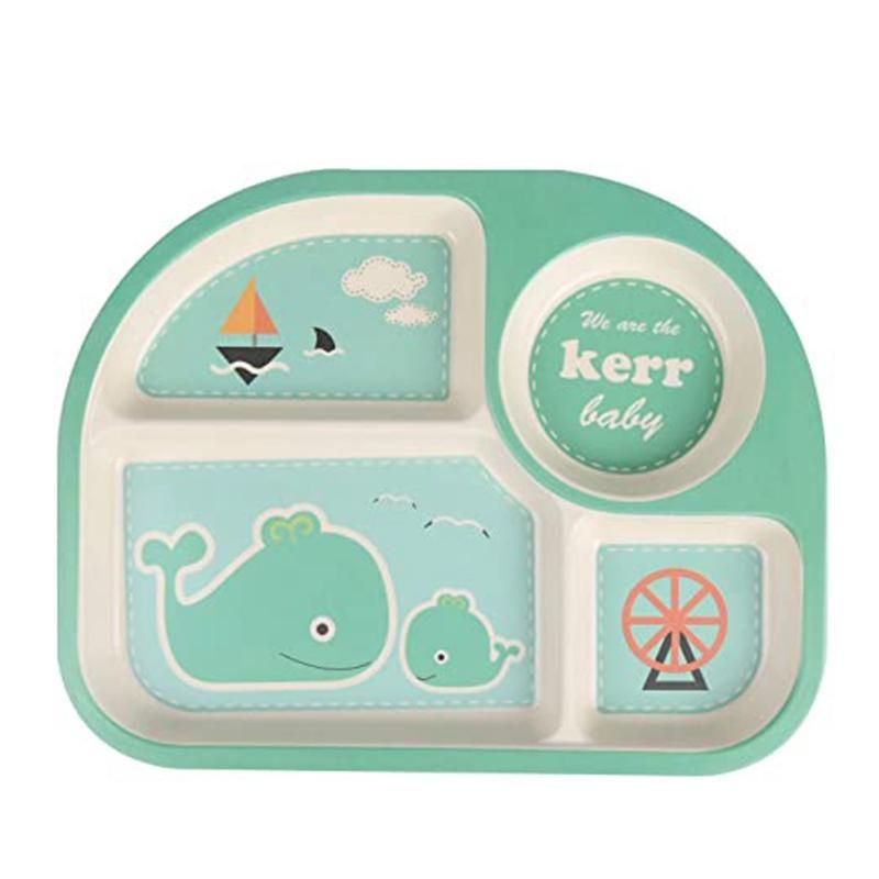 5 Pcs/Set Bamboo Fiber Children Food Plate Bowl Cup Spoon