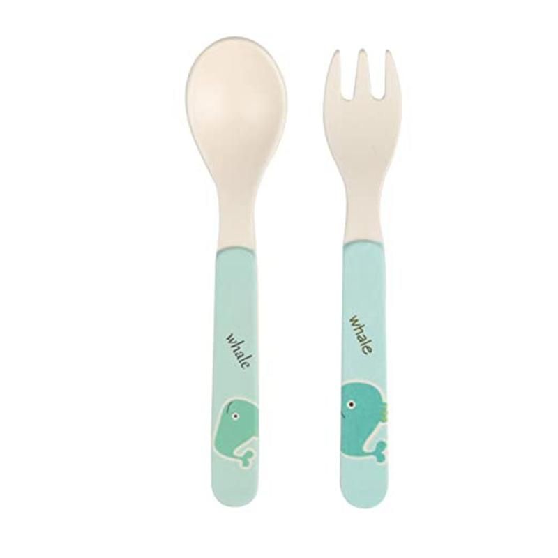 5 Pcs/Set Bamboo Fiber Children Food Plate Bowl Cup Spoon