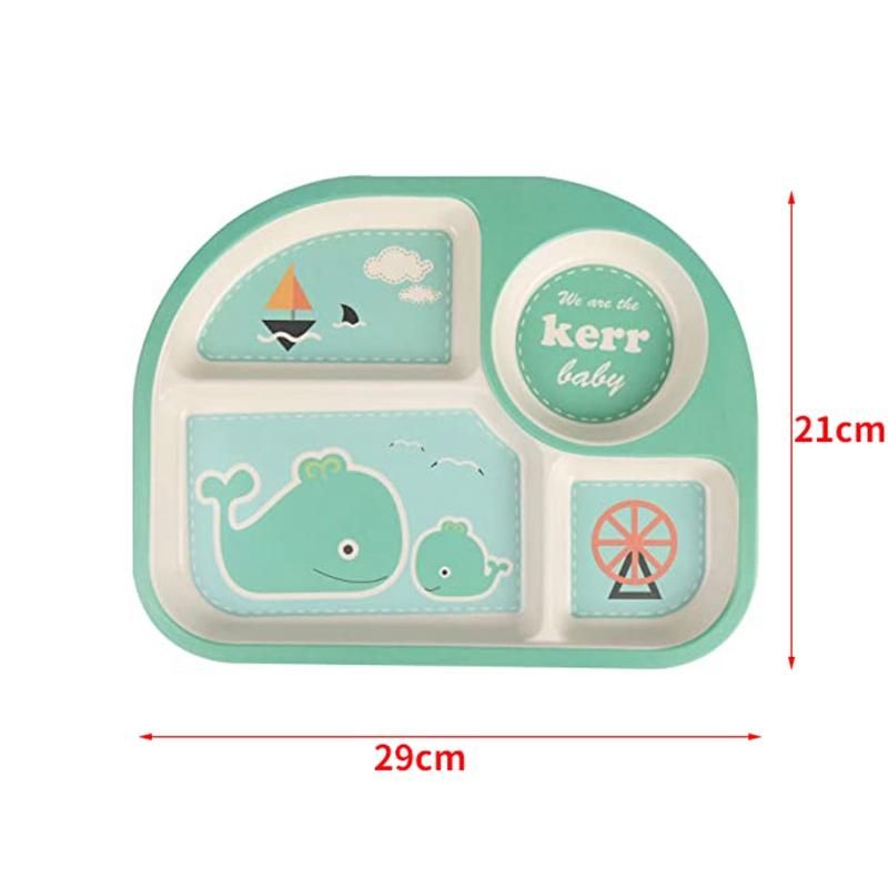 5 Pcs/Set Bamboo Fiber Children Food Plate Bowl Cup Spoon