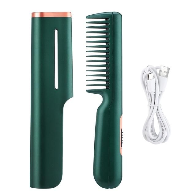 Electric Hair Straightening Brush Rotating 2 in 1 Professional Mini Hair Straightener Curler Smoothing Comb Iron for Hair Styler