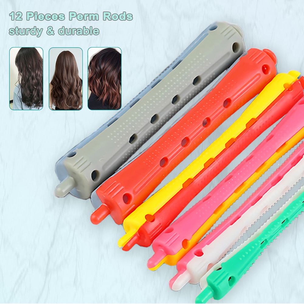 12 Pieces Perm Rods With Perm Rod Bands Cold Wave Rods