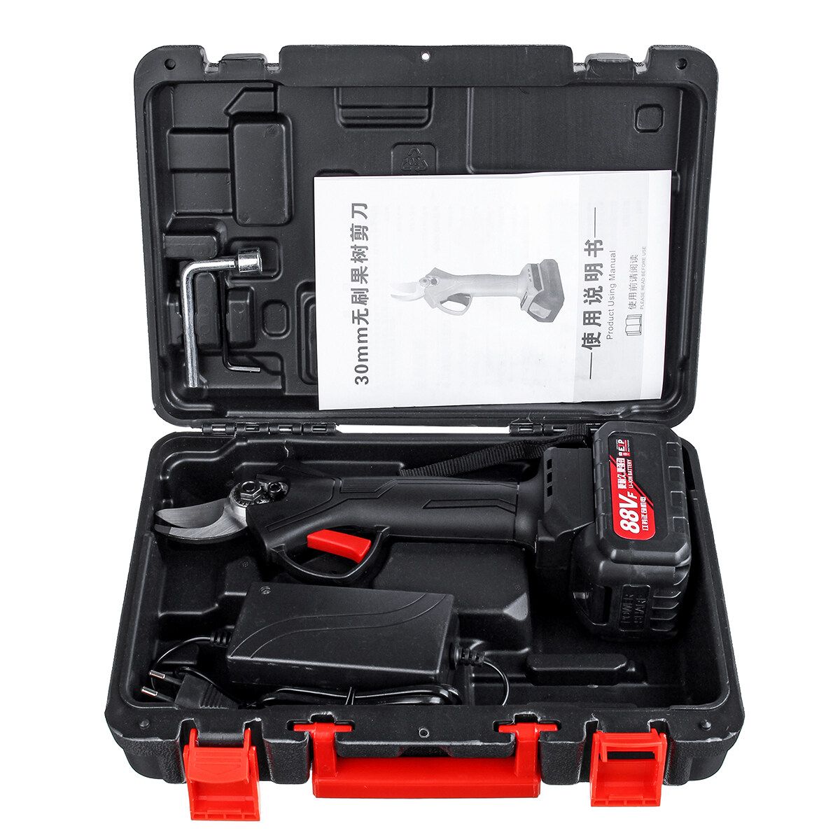 88V Cordless Rechargeable Electric Pruning Shears Secateur Branch Scissor