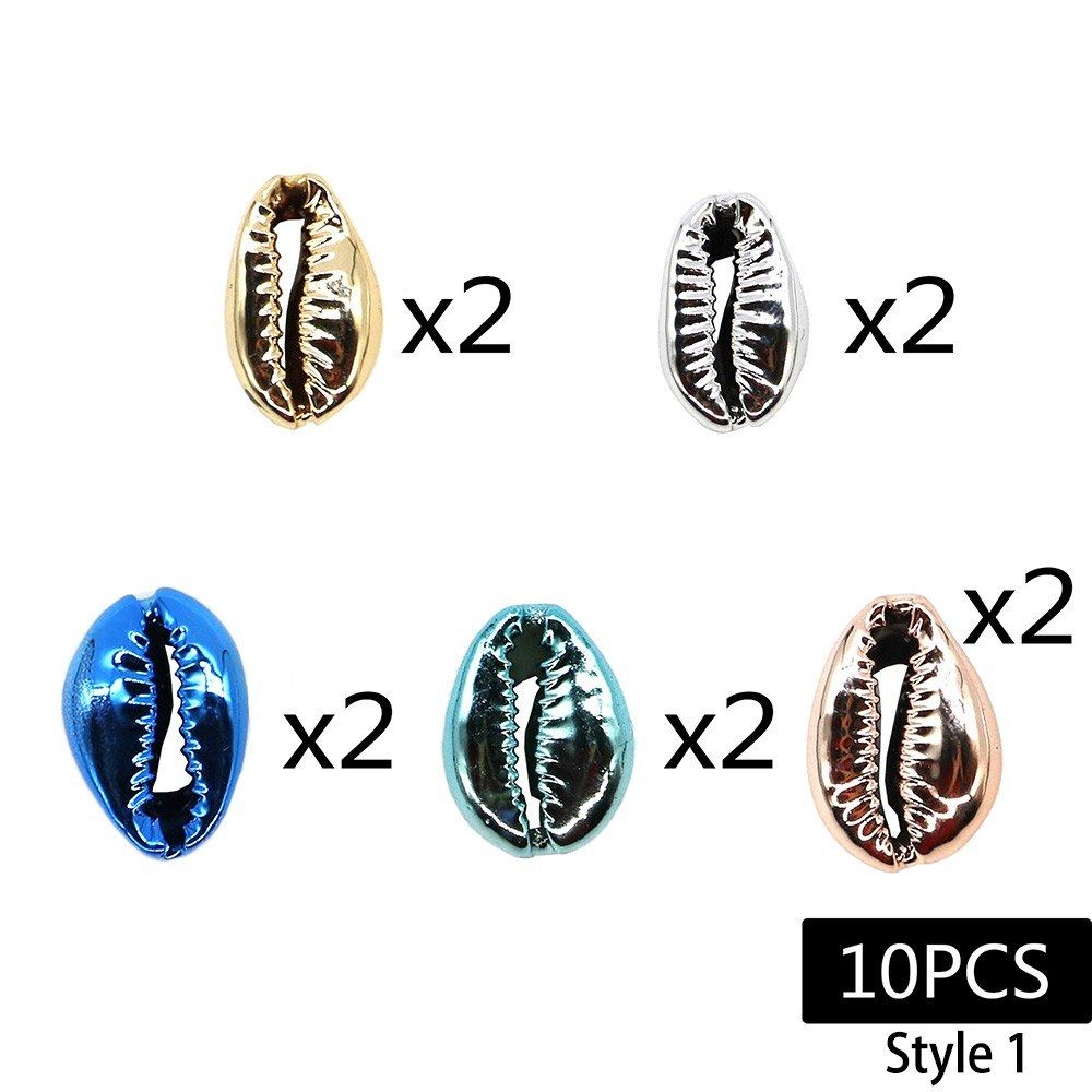 10PCS/Set Hair Braid Rings Shell Pendants Braiding Hair