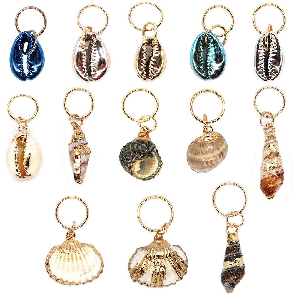 10PCS/Set Hair Braid Rings Shell Pendants Braiding Hair