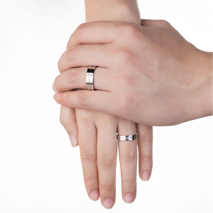 Ouples Ring With Eye-shape Zir On Shiny Romanti  Ring Wedding Party Ring-si Er-for Men