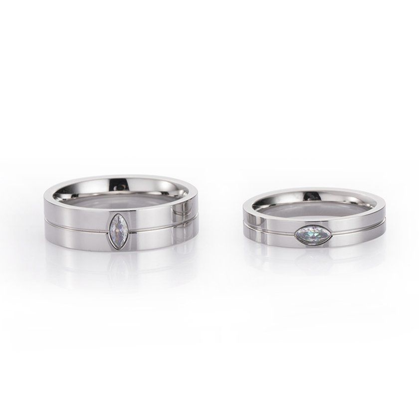 Ouples Ring With Eye-shape Zir On Shiny Romanti  Ring Wedding Party Ring-si Er-for Men