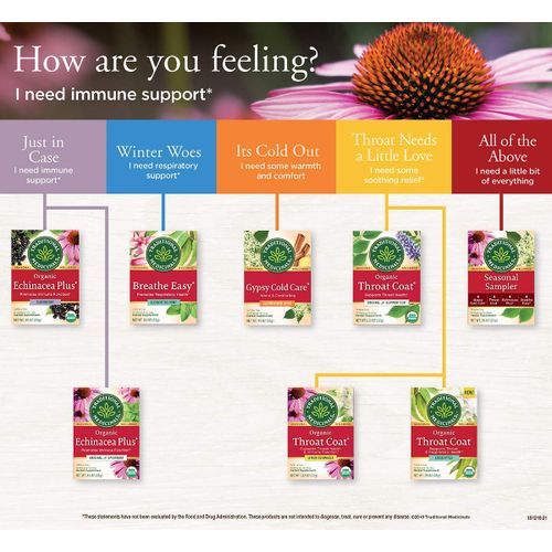 Organic Echinacea Plus Seasonal Tea,16 Ct X 6
