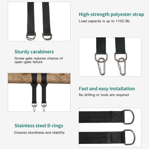 Tree Swing Straps Hanging Kit With Carabiners Storage Bag
