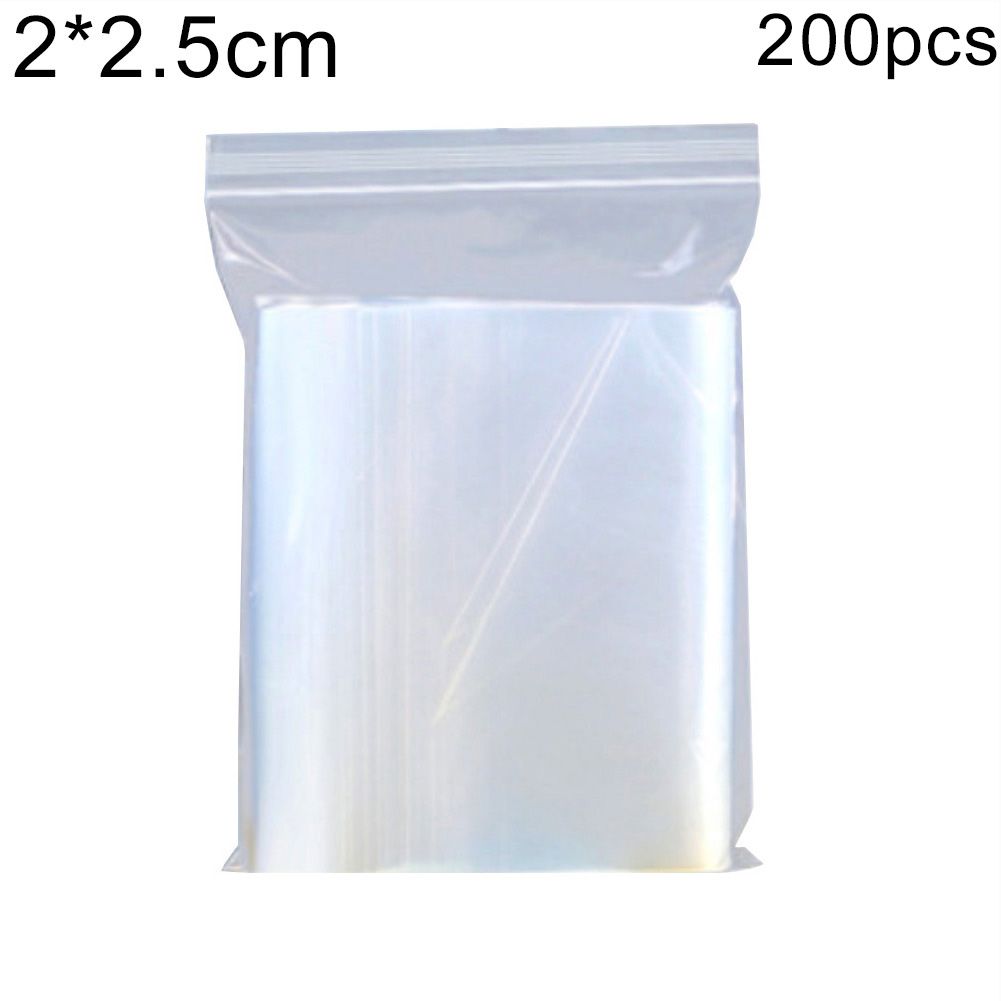 200Pcs Zip Lock Plastic Bags Transparent Packaging Poly Ziplock Bag Pouch-2cmx25mm