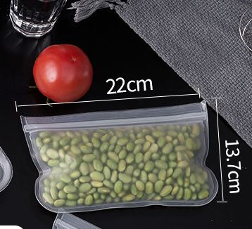 Food Storage Bag Silicone Reusable Stand Up Zip Leakproof Containers Vegetable Fresh Bag Case Wrap Ziplock Bag For Refrigerator-S 22x13.5cm
