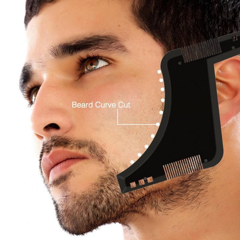 Double-sided Beard Comb Molding Template Tool Beard Shaping Styling Tool With Inbuilt Comb(Black)