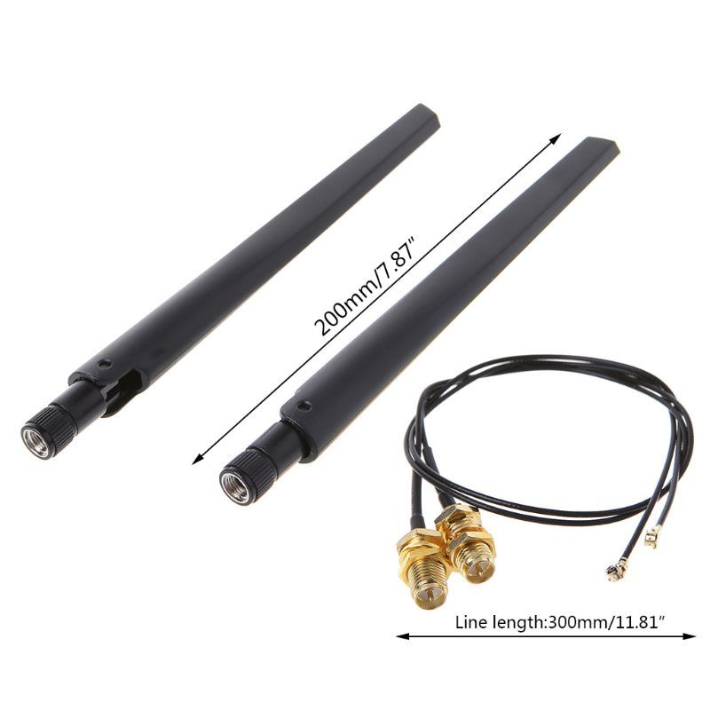 2x 6dBi 2.4GHz 5GHz Dual Band WiFi Router Network Card