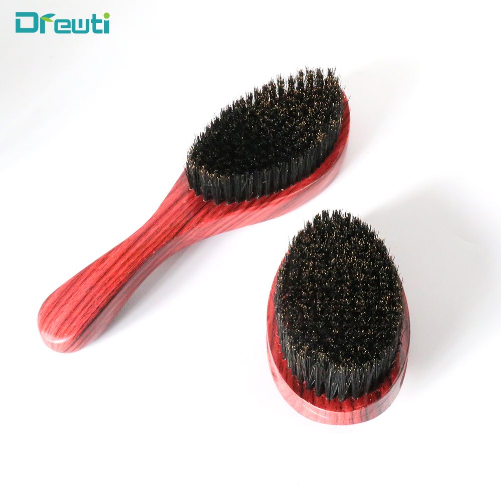 DREWTI Wave Hair Brush Hard Boar Bristle Wooden Brushes Head Curved Palm Combs 360 Man Hairdressing Hairstyling Tools For Afro