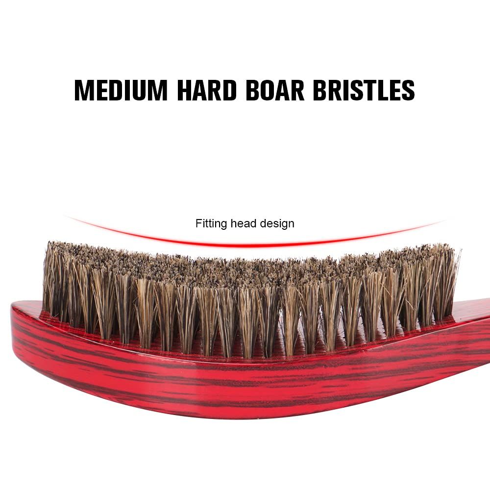 DREWTI Wave Hair Brush Hard Boar Bristle Wooden Brushes Head Curved Palm Combs 360 Man Hairdressing Hairstyling Tools For Afro