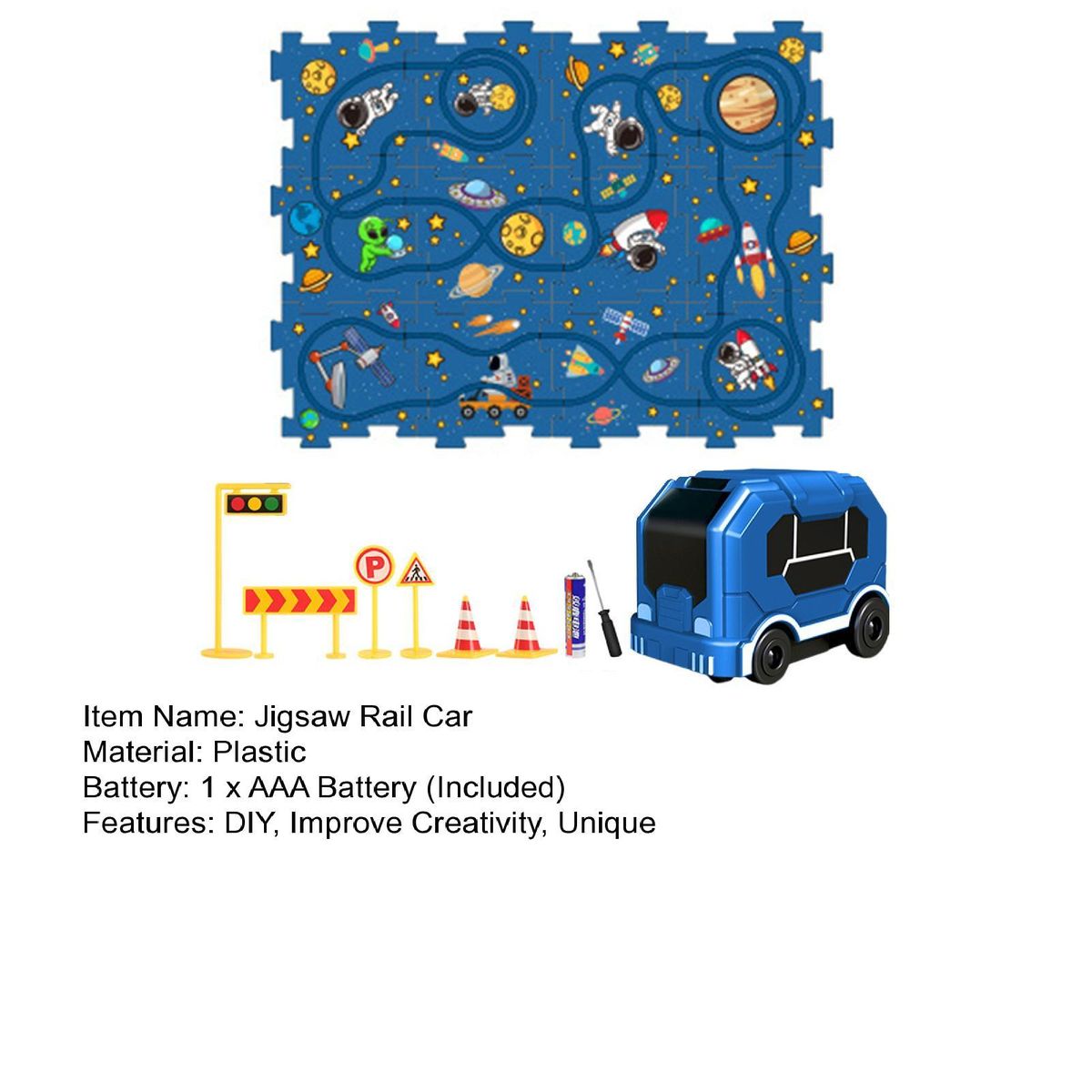Puzzle Pattern Toy City Map Puzzle Rail Car Set Exciting for Kids Dark Blue