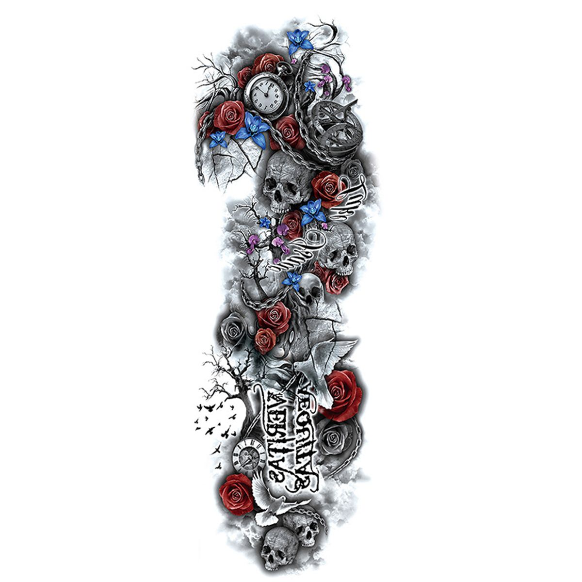 1 Sheet Full Arm Temporary Fake Tattoos Sticker Large Arm