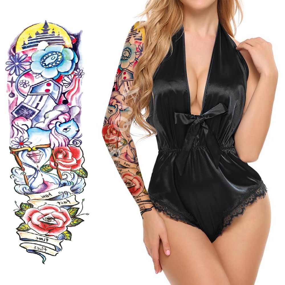 Skull Black Body Paint Piece 1 Transfer Flower Sticker Tattoo Tattoo Stickers New Arm Temporary Size Fake Large Carp Water Full