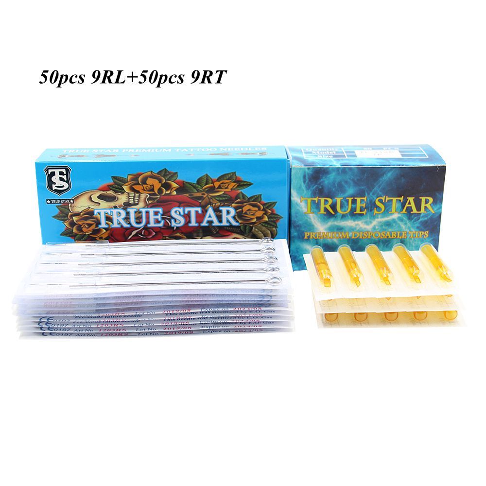 Tattoo Free Machine True Tattoo For Tips (9RL+9RT) Tattoo Star Maquiagem Profissional 50pcs & 50pcs Needles Completa Shipping