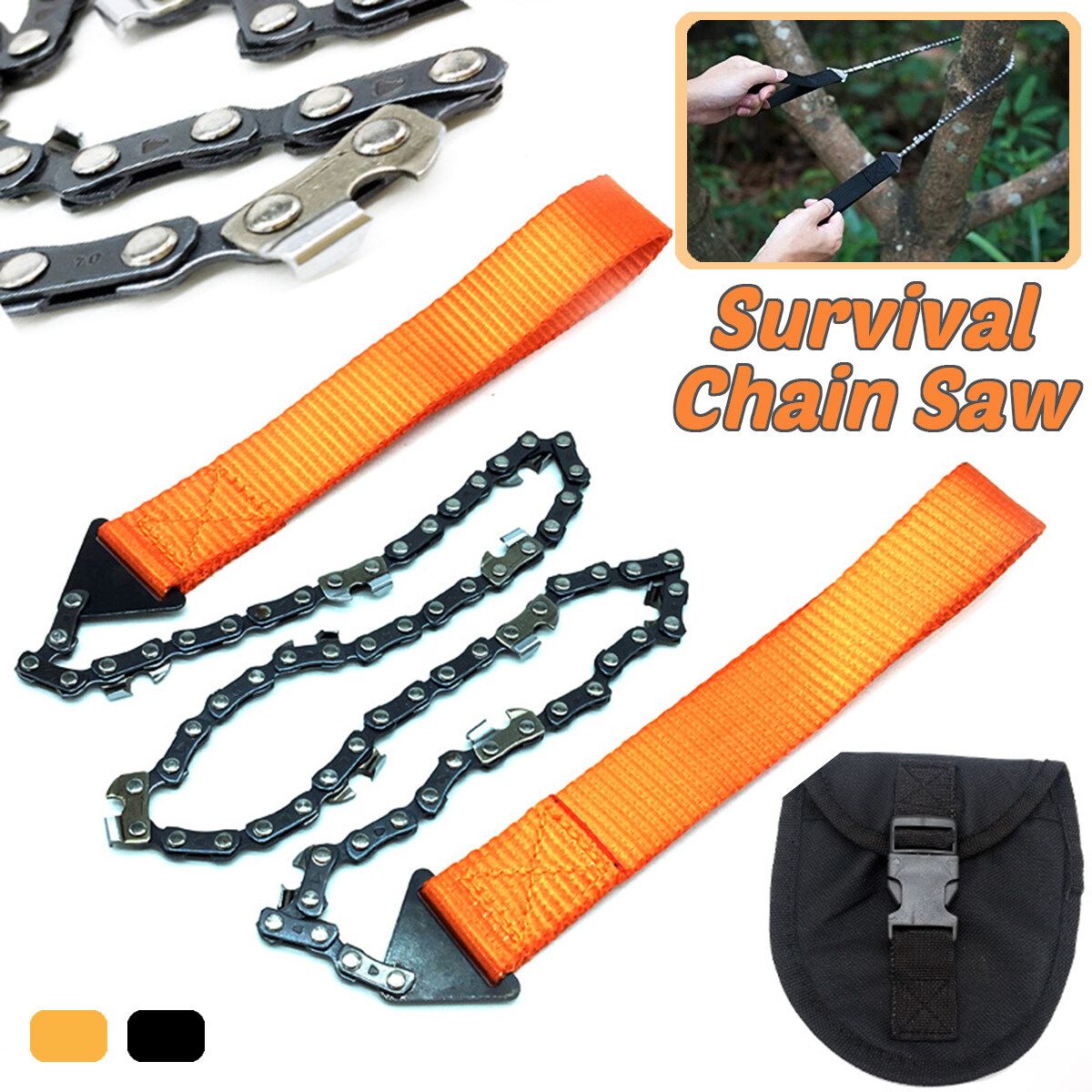 Portable Handheld Survival Chain Emergency Chainsaw Outdoor Camping Hiking Orange