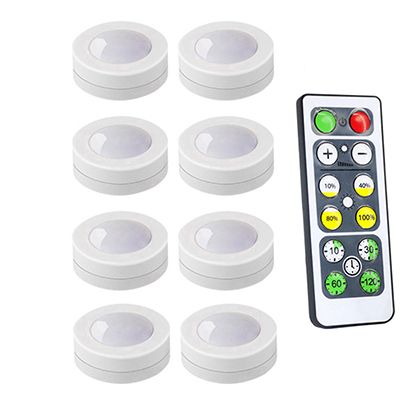 Wireless Dimmable Touch Sensor LED Under Kitchen Cabinets Lights LED Puck Lights For Close Wardrobe Stair Hallway Night Lamp--8 Lamp 1 Controller