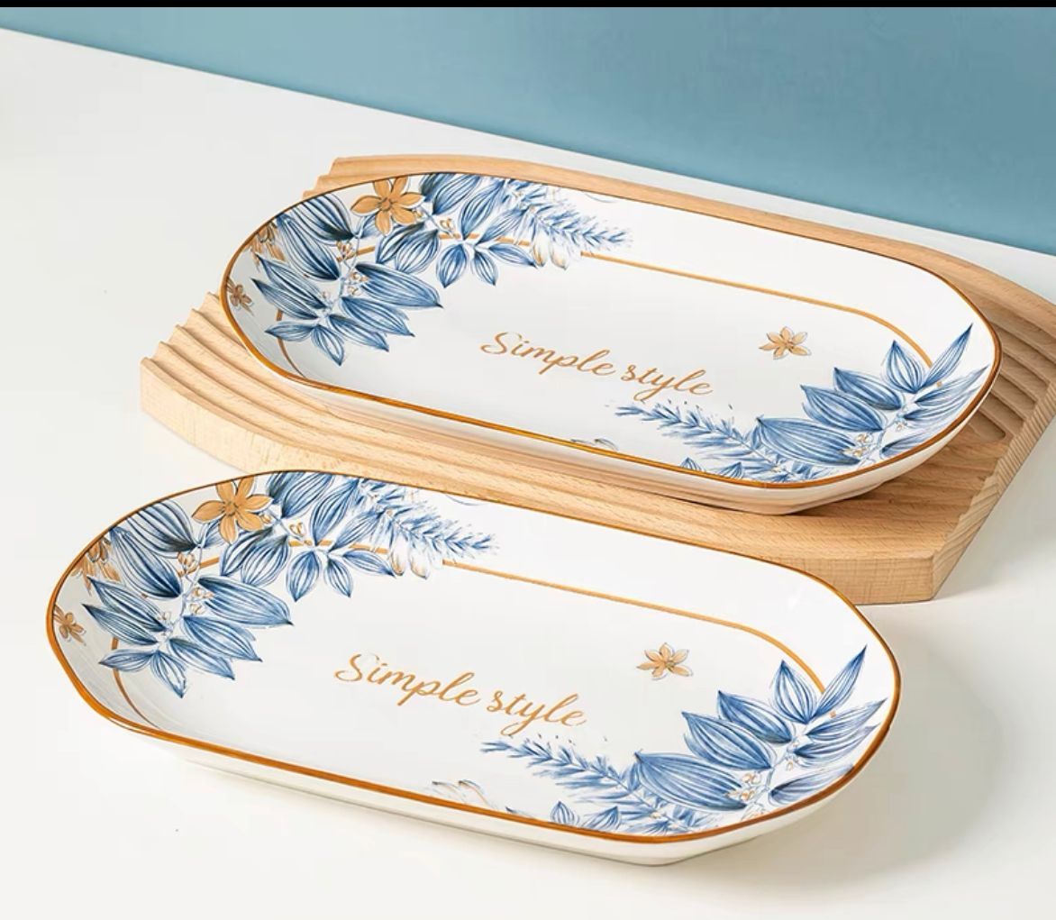 Simple Style Ceramic Glass Bowl Plate (2pcs)