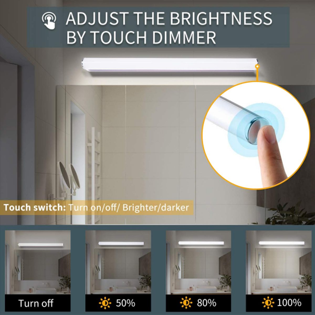 LED Mirror Lights Wireless Portable Rechargeable Vanity