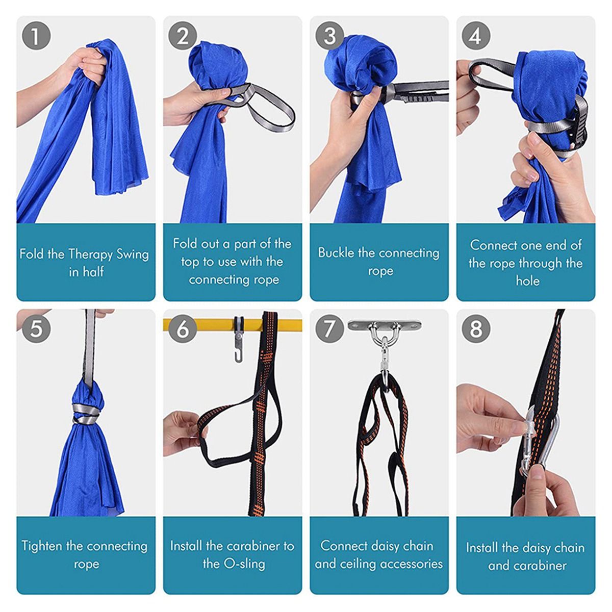Kids Cotton Swing Hammock for Autism ADHD ADD Up Sensory Child Elastic Parcel SwingDark Blue
