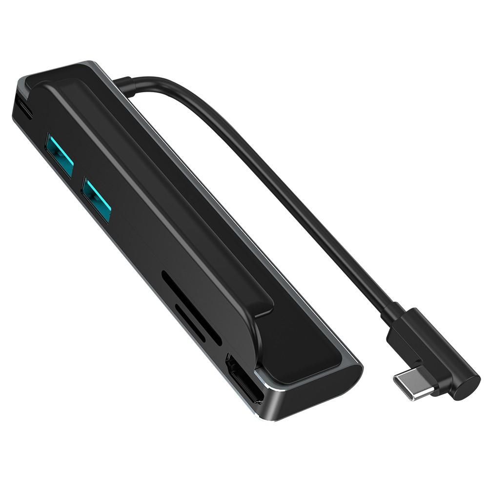 6-in-1 Type-C Hub Multifunctional Type-C Converter Aluminum Alloy Shell with HD USB2.0 USB3.0 PD Ports TF SD Card Slots
